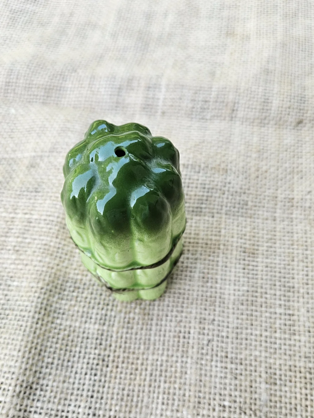 Vintage Green Ceramic Asparagus Salt Shaker